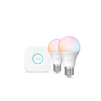Kezdőkészlet Philips Hue White And Color Ambiance Essential 2xE27/8W/230V 2200-6500K + csatlakoztatáshoz szükséges eszköz