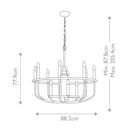 Kichler - CAPITOL HILL láncos csillár 12xE14/40W/230V fekete