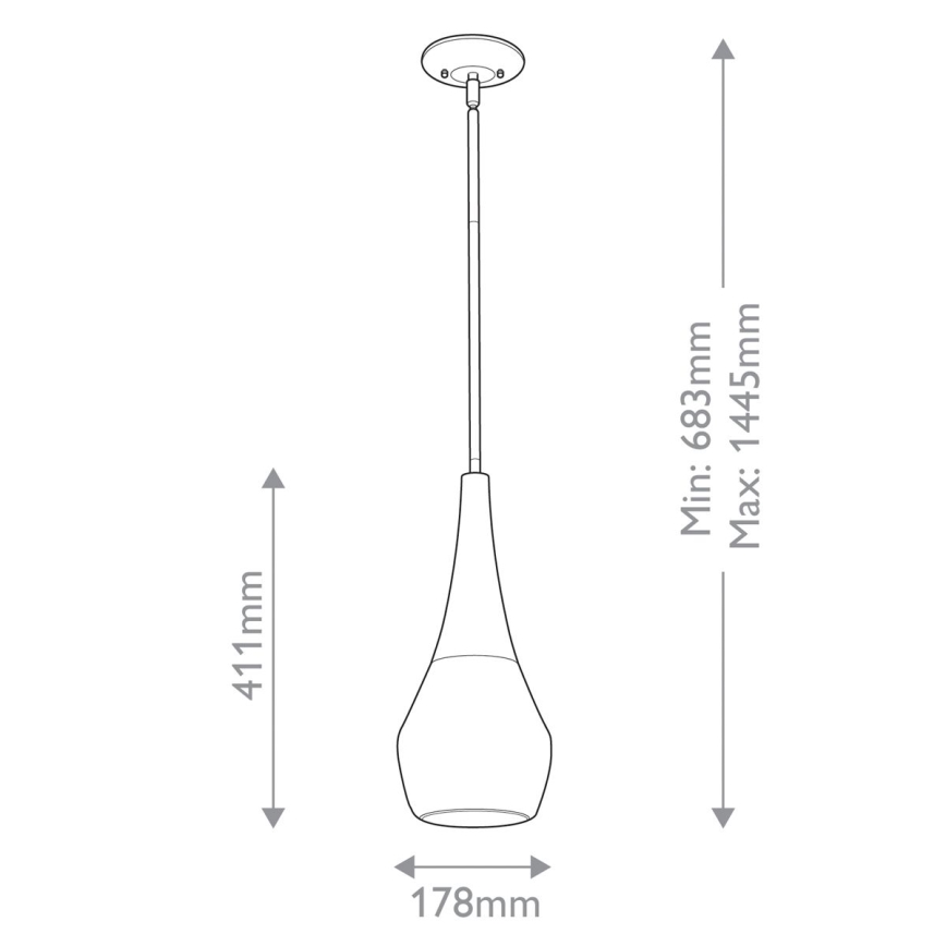 Kichler - DEELA rúddal szerelt csillár 1xE27/60W/230V átm. 17,8 cm fekete