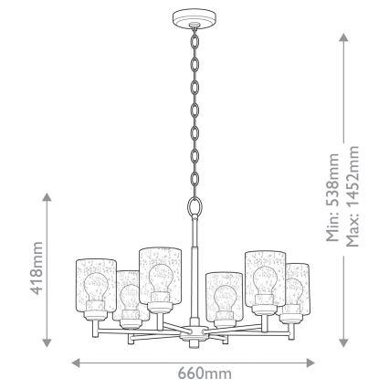 Kichler - Csillár láncon WINSLOW 6xE27/60W/230V átm. 66 cm réz
