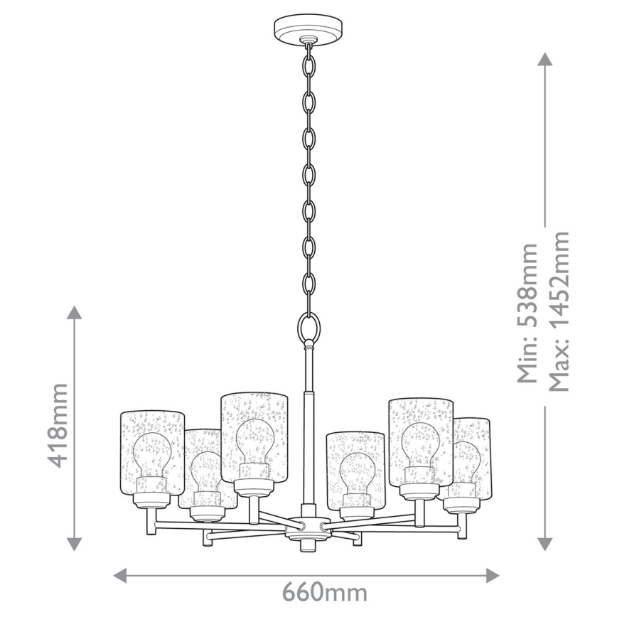 Kichler - Csillár láncon WINSLOW 6xE27/60W/230V átm. 66 cm réz