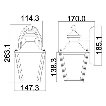 Kichler - Kültéri fali lámpa BAY SHORE 1xE27/60W/230V IP44 arany