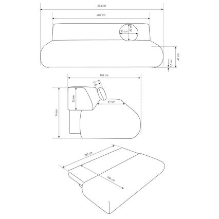 Kihúzható 3 személyes kanapé tárolóval PRATO bézs