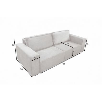 Kihúzható háromszemélyes kanapé tárolóval RONDA, bézs