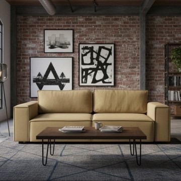 Kihúzható háromszemélyes kanapé tárolóval RONDA narancssárga