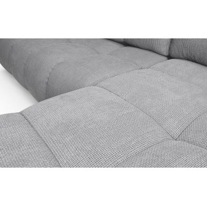 ALMADA jobb oldali, L alakú, kihúzható kárpitozott sarokülőgarnitúra tárolóhellyel, szürke