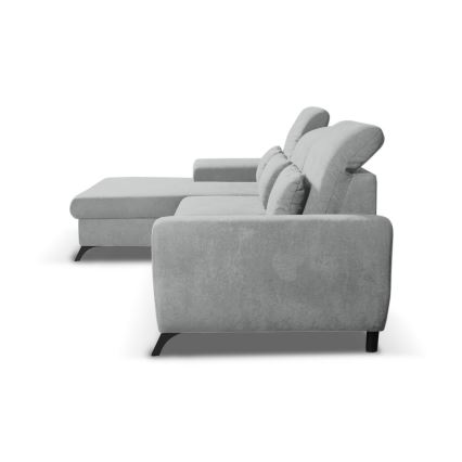 ALTA L-alakú, balos, kárpitozott, ággyá alakítható sarokülőgarnitúra tárolóval, szürke