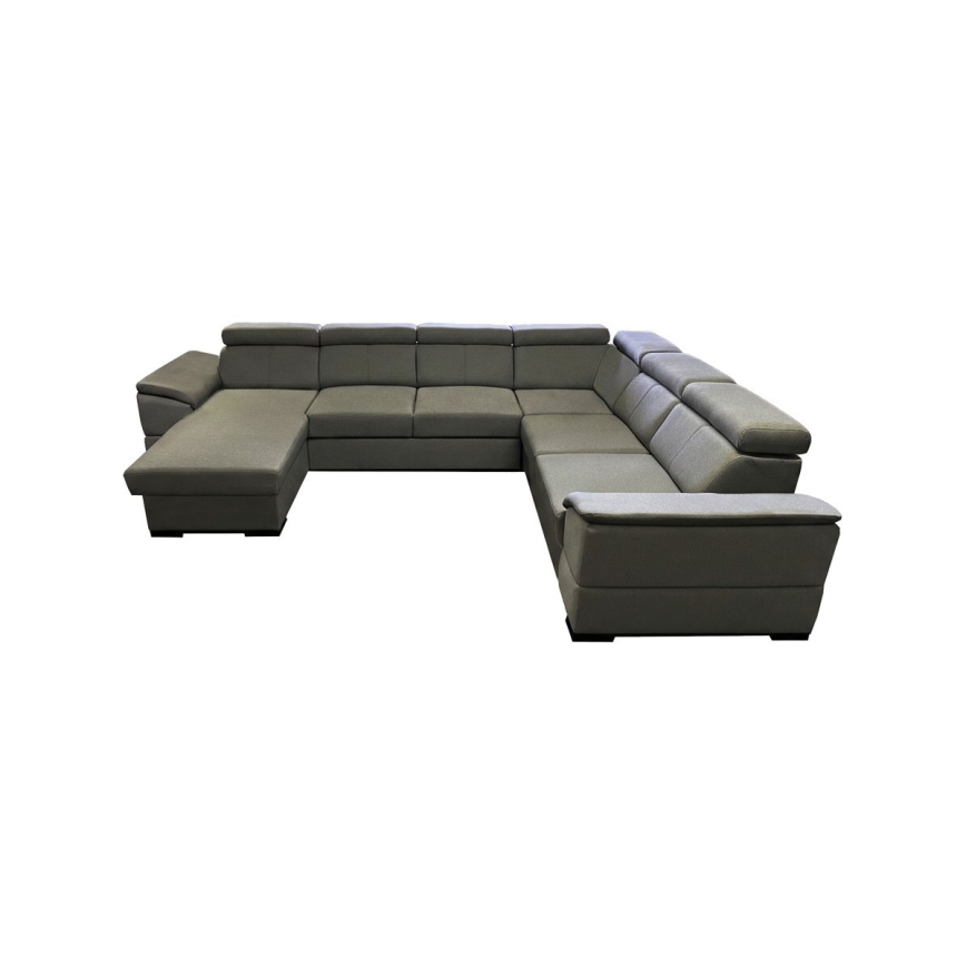 Ággyá alakítható ülőgarnitúra univerzális U-alakú sarokkal és tárolóhellyel GRANADA sötétszürke