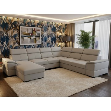 Kihúzható ülőgarnitúra univerzális U-alakú sarokkal és tárolóval GRANADA világosszürke