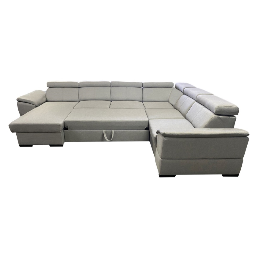 Kihúzható ülőgarnitúra univerzális U-alakú sarokkal és tárolóval GRANADA világosszürke