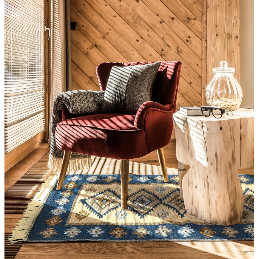 KILIM kétoldalas orientális szőnyeg 80x150 cm kék/bézs