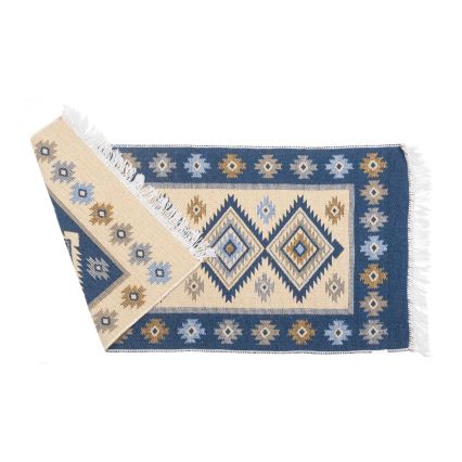 KILIM kétoldalas orientális szőnyeg 80x150 cm kék/bézs