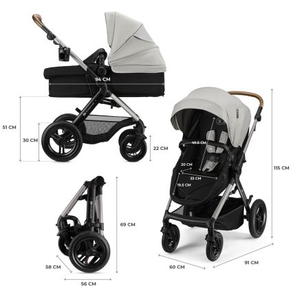 KINDERKRAFT - 3 az 1-ben multifunkciós babakocsi MOOV 2 XL Air Grey