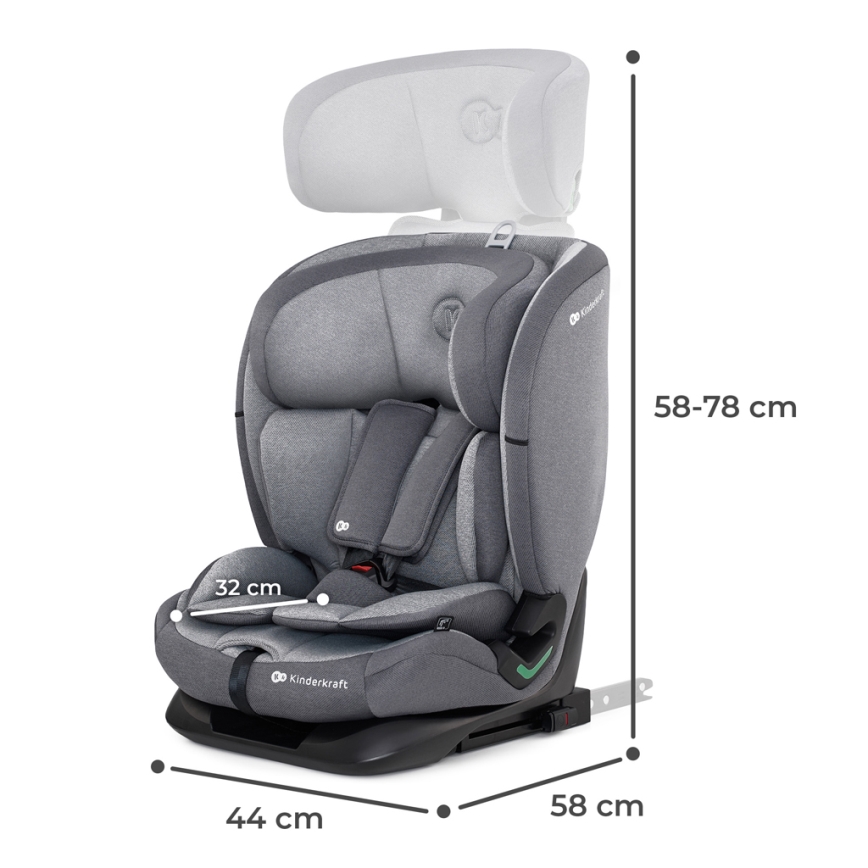 KINDERKRAFT - Autósülés ONETO 3 i-Méret (76-150 cm) + Isofix Cool szürke