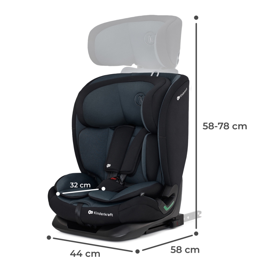 KINDERKRAFT - Autósülés ONETO 3 i-Méret (76-150 cm) + Isofix Graphite fekete