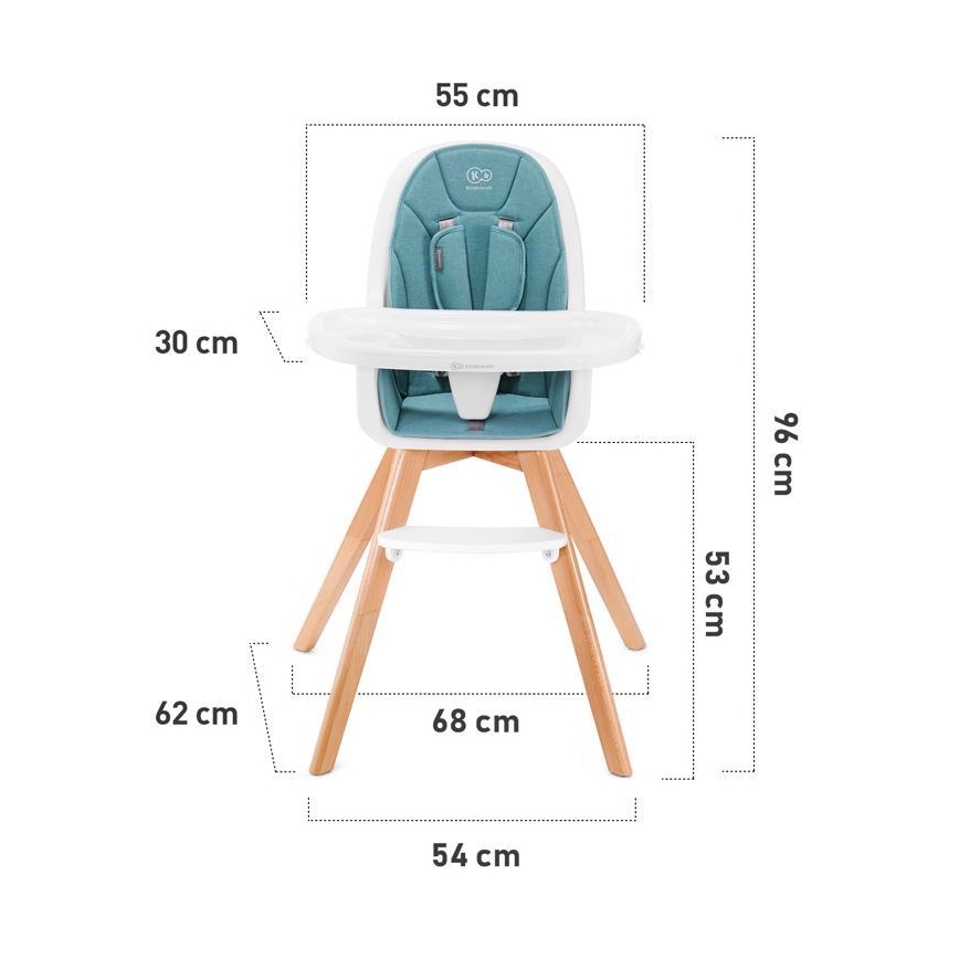 KINDERKRAFT - Baba etetőszék 2in1 TIXI türkiz