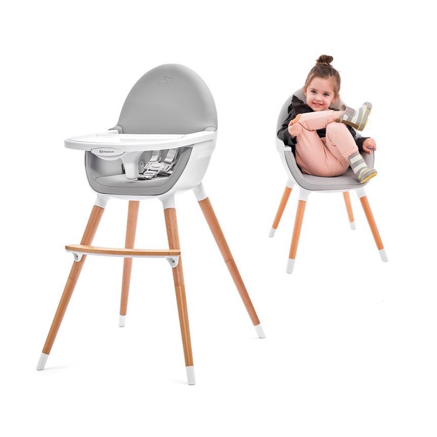 KINDERKRAFT - Baba etetőszék FINI szürke/fehér