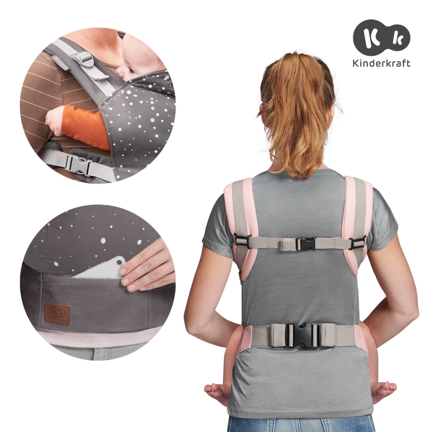 KINDERKRAFT - Babahordozó NINO rózsaszín