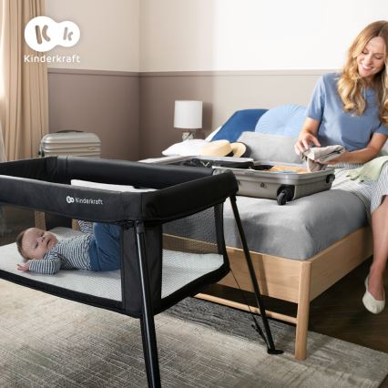 KINDERKRAFT - CAMI 3 az 1-ben utazóágy, fekete