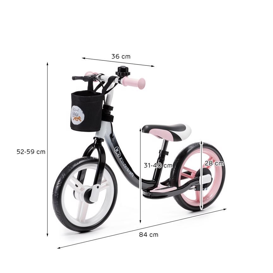 KINDERKRAFT - Futó bicikli SPACE fekete/rózsaszín