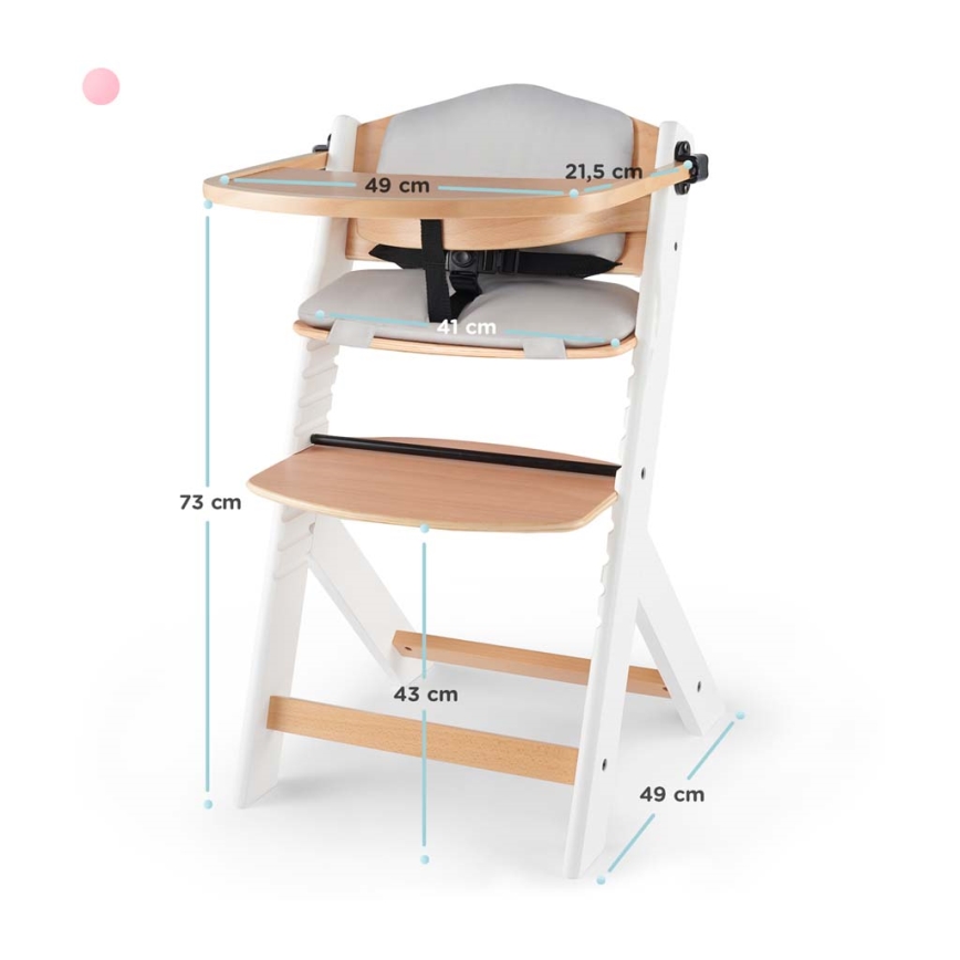 KINDERKRAFT - Gyerek étkezőszék ENOCK párnákkal szürke/fehér