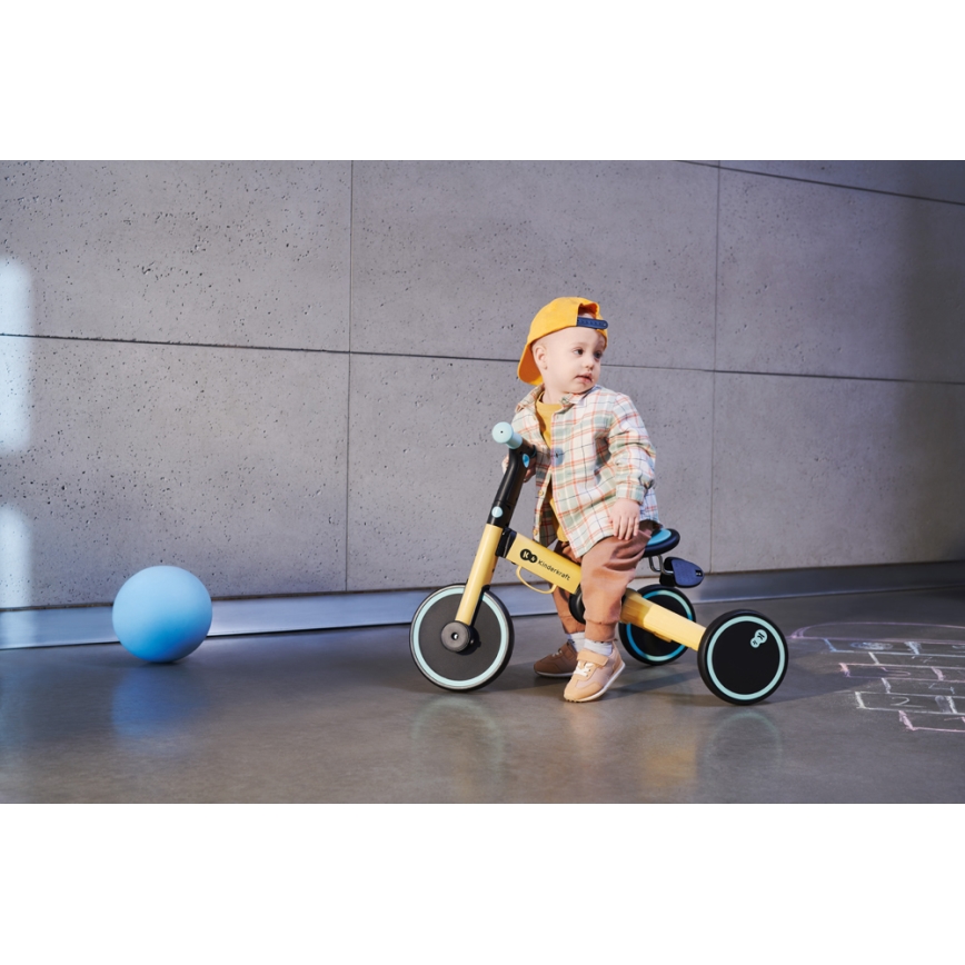 KINDERKRAFT - Gyermek tolós bicikli 3in1 4TRIKE sárga/menta