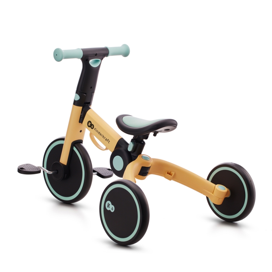 KINDERKRAFT - Gyermek tolós bicikli 3in1 4TRIKE sárga/menta