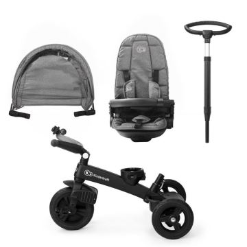 KINDERKRAFT - Gyermek tricikli 5v1 EASYTWIST szürke/fekete