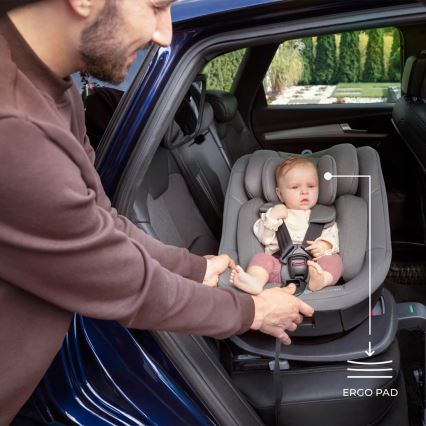 KINDERKRAFT - I-GUARD i-Size 40-105 cm forgatható alappal rendelkező autósülés, szürke