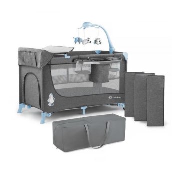 KINDERKRAFT - JOY utazóágy kiegészítőkkel, szürke-kék