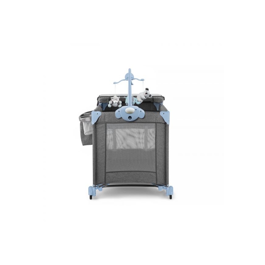KINDERKRAFT - JOY utazóágy kiegészítőkkel, szürke-kék