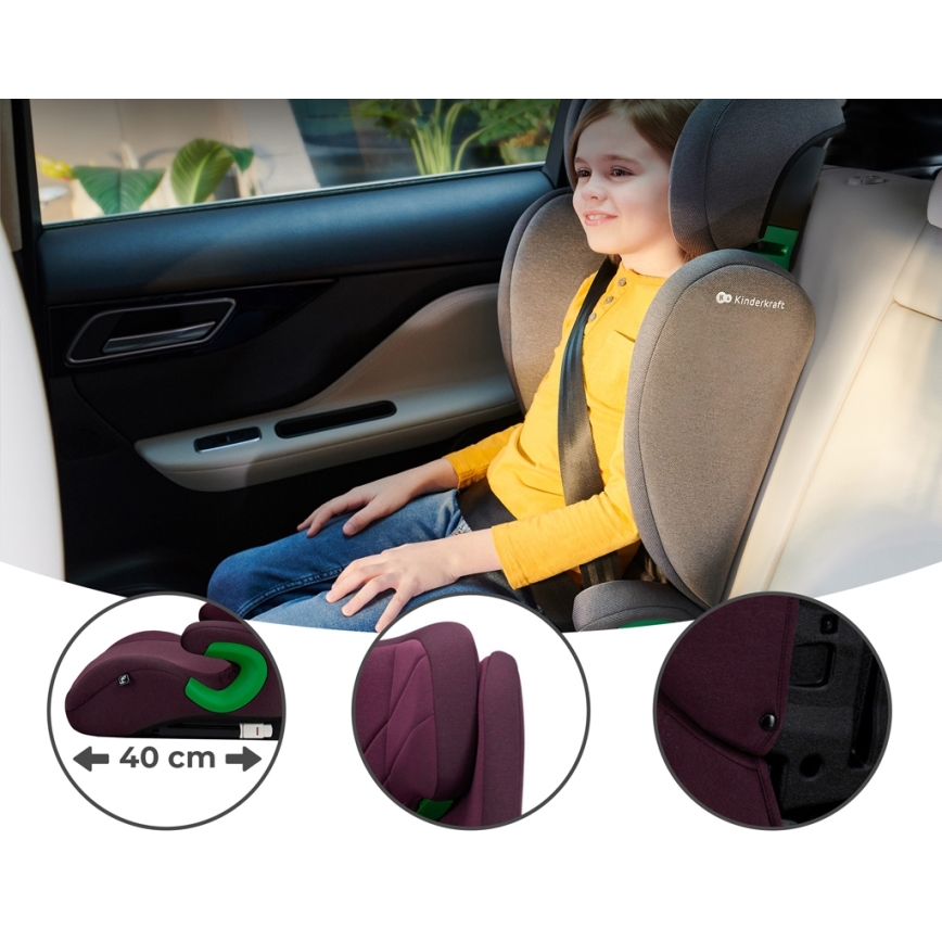 KINDERKRAFT - JUNIOR FIX 2 gyerekülés (100-150 cm) Cherry pearl