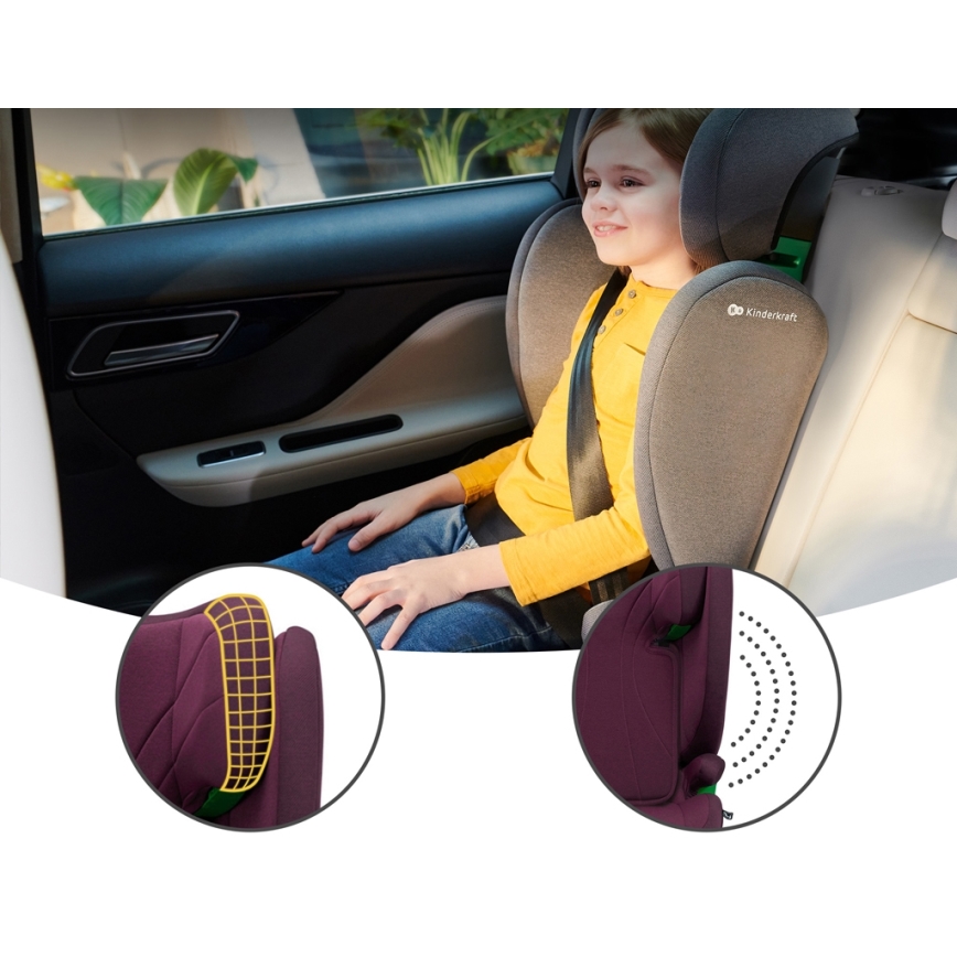 KINDERKRAFT - JUNIOR FIX 2 gyerekülés (100-150 cm) Cherry pearl