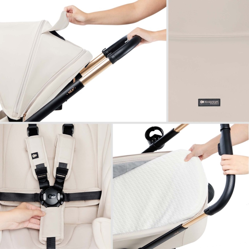 KINDERKRAFT - Kombinált 2 az 1-ben babakocsi NEA 2 Dune Whisper Bizuu