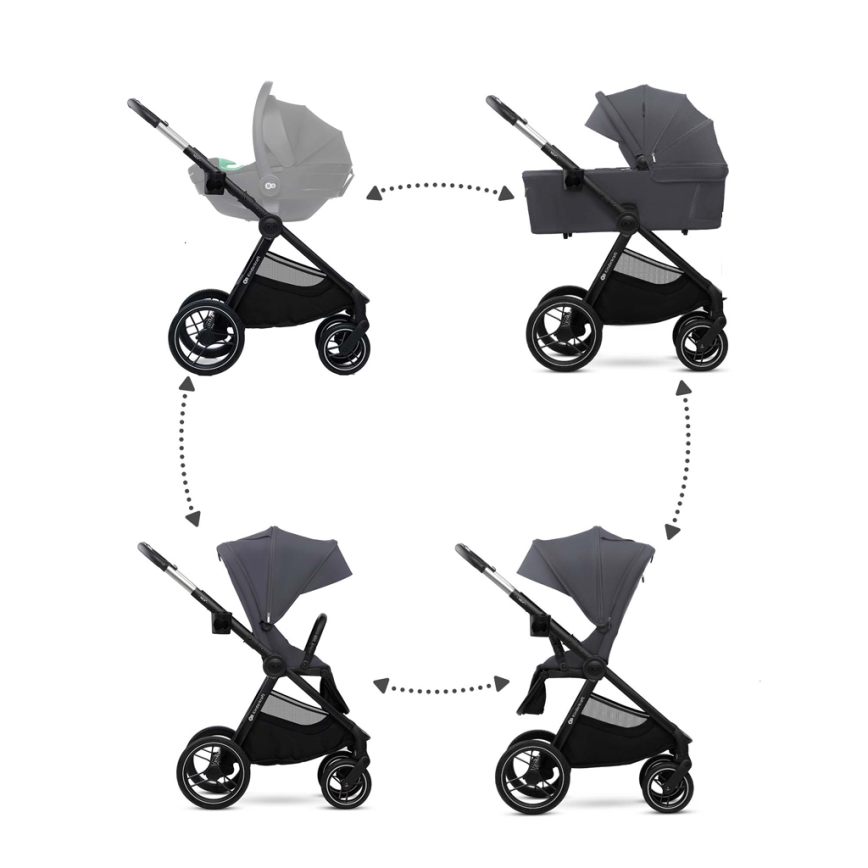 KINDERKRAFT - Kombinált babakocsi 2in1 NEA 2 Sötét szürke