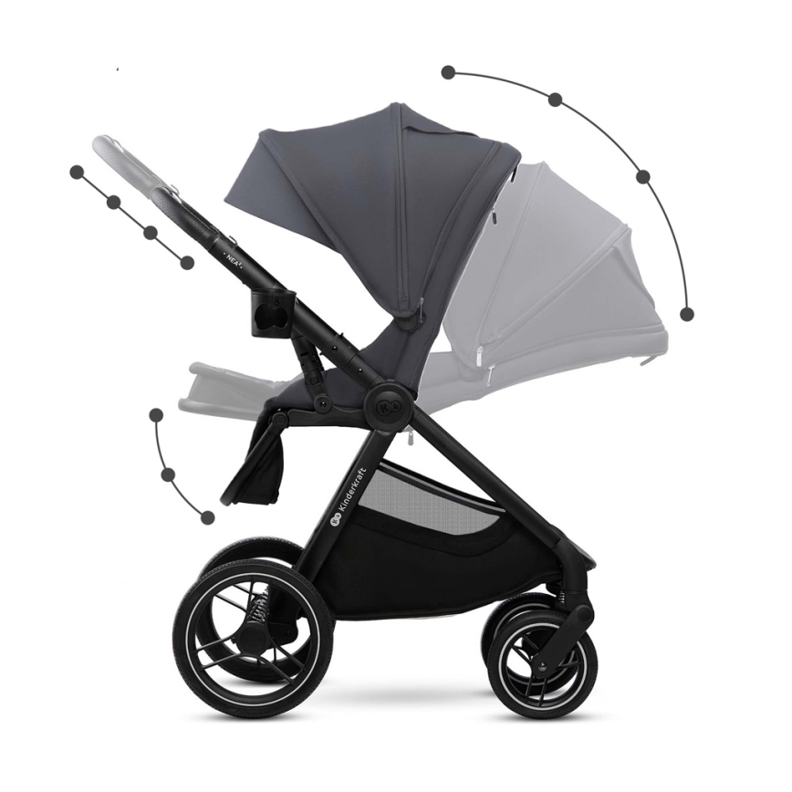 KINDERKRAFT - Kombinált babakocsi 2in1 NEA 2 Sötét szürke