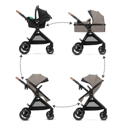 KINDERKRAFT - Kombinált babakocsi 3in1 ESME Sand bézs + autósülés MINK PRO