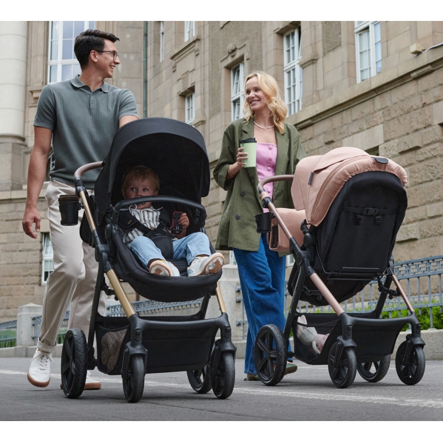 KINDERKRAFT - Kombinált babakocsi 3in1 MOOV 2 AIR Pure fekete + autósülés MINK PRO