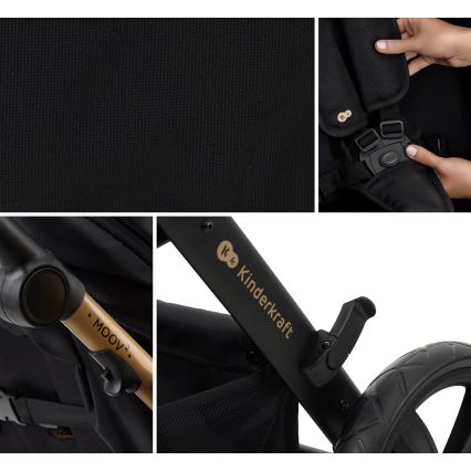 KINDERKRAFT - Kombinált babakocsi 3in1 MOOV 2 AIR Pure fekete + autósülés MINK PRO