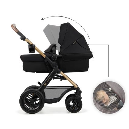 KINDERKRAFT - Kombinált babakocsi 3in1 MOOV 2 AIR Pure fekete + autósülés MINK PRO