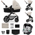 KINDERKRAFT - Kombinált babakocsi 3in1 MOOV 2 Moonlight szürke + autósülés MINK PRO