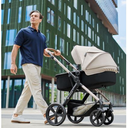 KINDERKRAFT - Kombinált babakocsi 3in1 MOOV 2 Moonlight szürke + autósülés MINK PRO