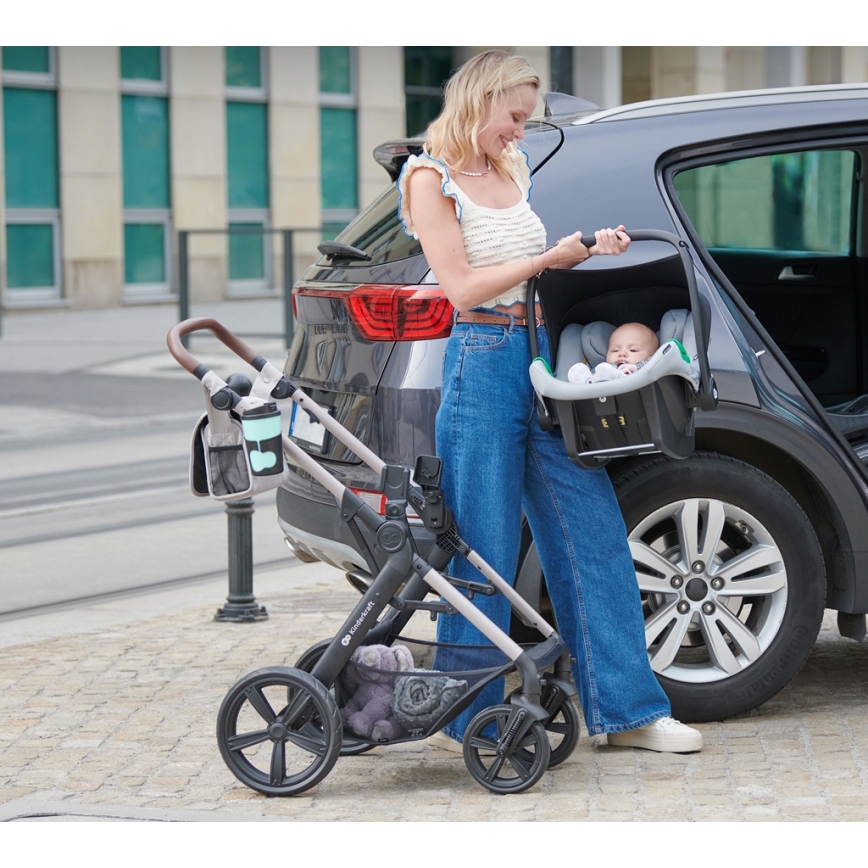 KINDERKRAFT - Kombinált babakocsi 3in1 MOOV 2 Moonlight szürke + autósülés MINK PRO