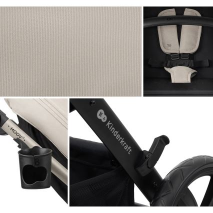 KINDERKRAFT - Kombinált babakocsi 3in1 MOOV 2 Moonlight szürke + autósülés MINK PRO