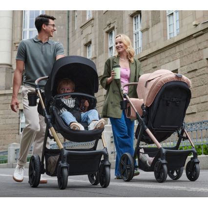 KINDERKRAFT - Kombinált babakocsi 3in1 MOOV 2 Pure fekete + autósülés MINK PRO