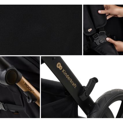 KINDERKRAFT - Kombinált babakocsi 3in1 MOOV 2 Pure fekete + autósülés MINK PRO