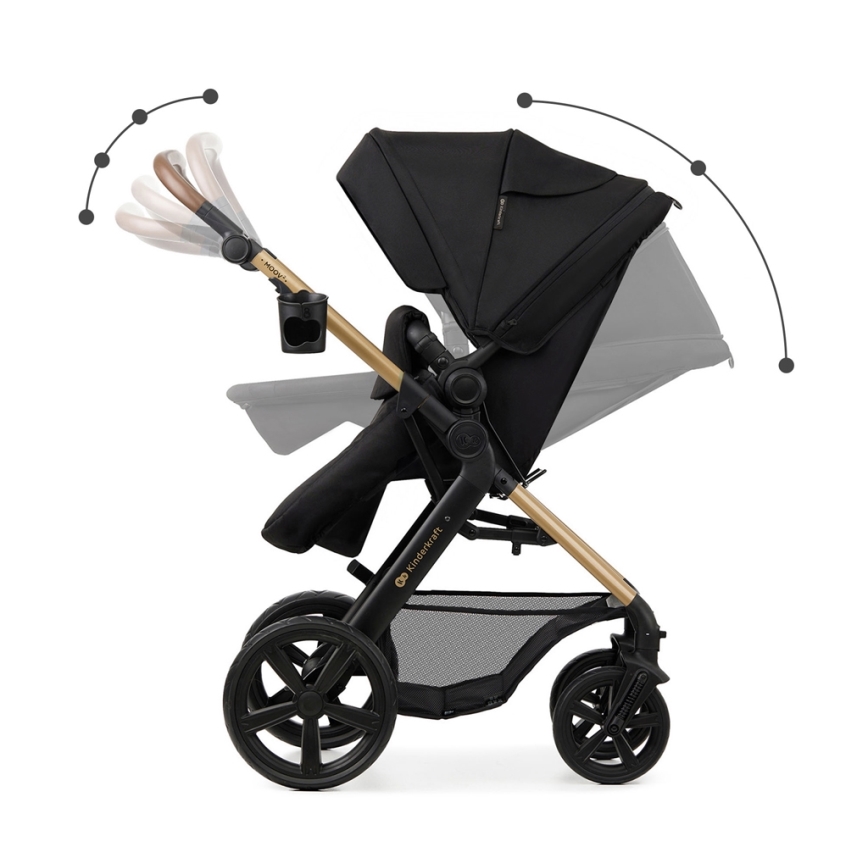 KINDERKRAFT - Kombinált babakocsi 3in1 MOOV 2 Pure fekete + autósülés MINK PRO