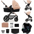 KINDERKRAFT - Kombinált babakocsi 3in1 MOOV 2 Sand bézs + autósülés MINK PRO