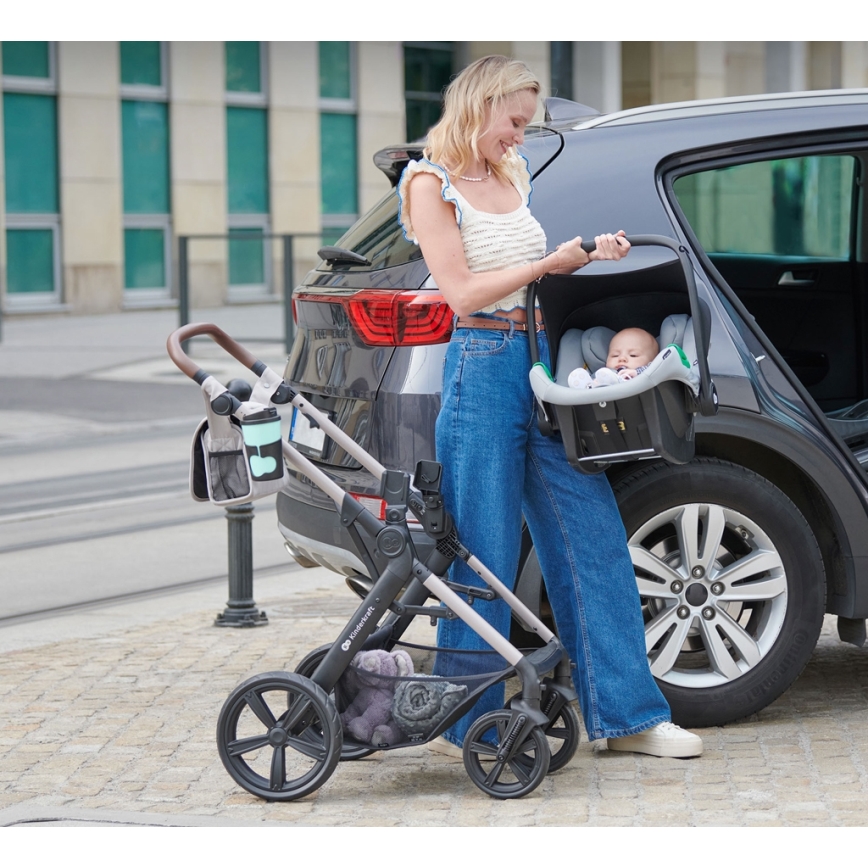 KINDERKRAFT - Kombinált babakocsi 3in1 MOOV 2 Sand bézs + autósülés MINK PRO