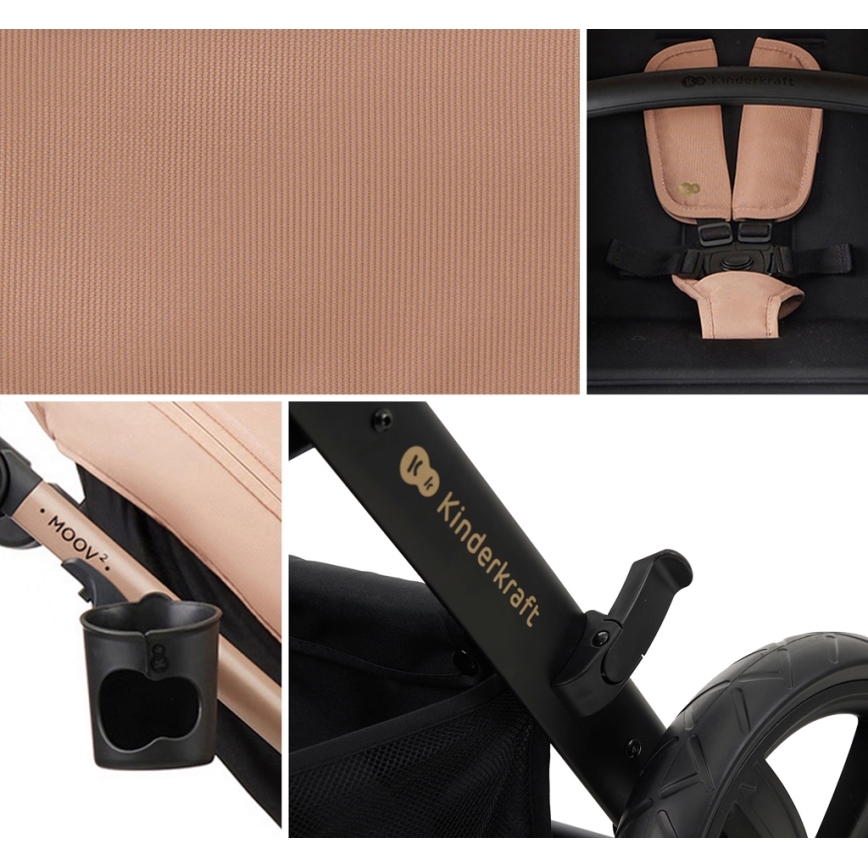 KINDERKRAFT - Kombinált babakocsi 3in1 MOOV 2 Sand bézs + autósülés MINK PRO
